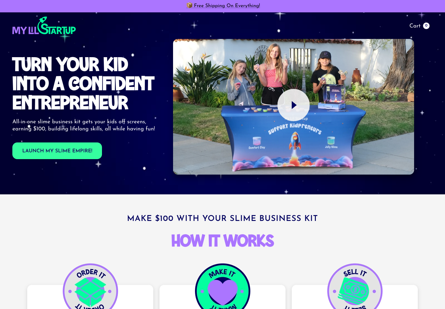 My Lil Startup's colorful entrepreneur kit website