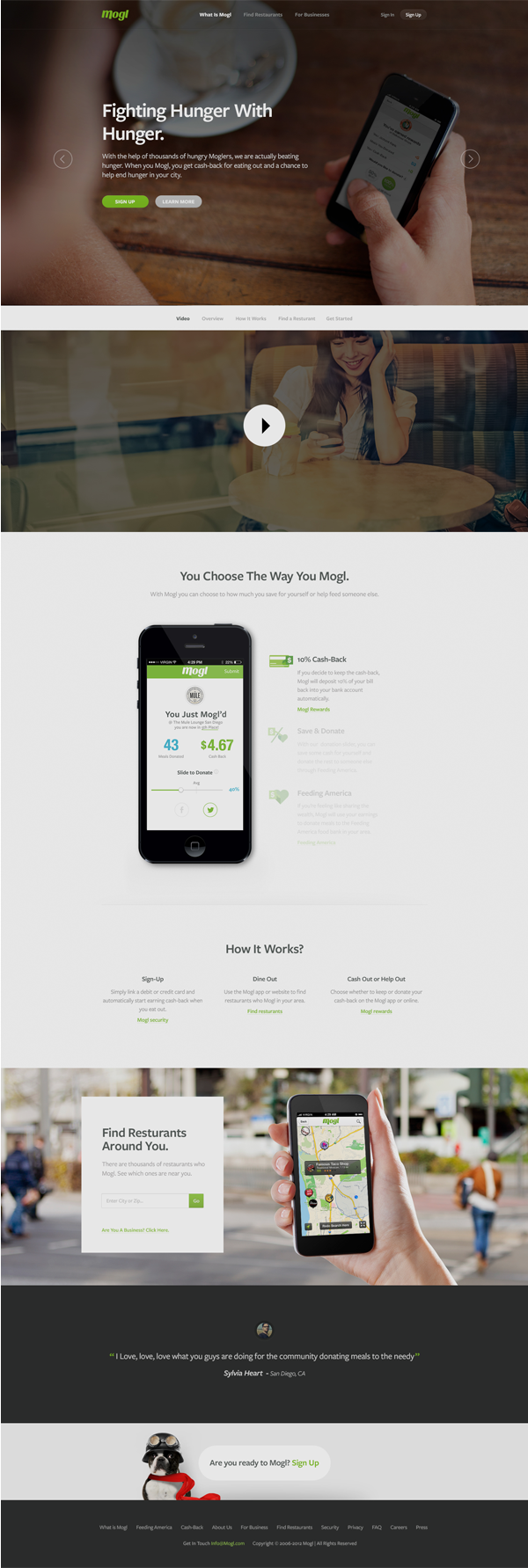 BASIC Agency's MOGL website design, including the Fighting Hunger With Hunger campaign